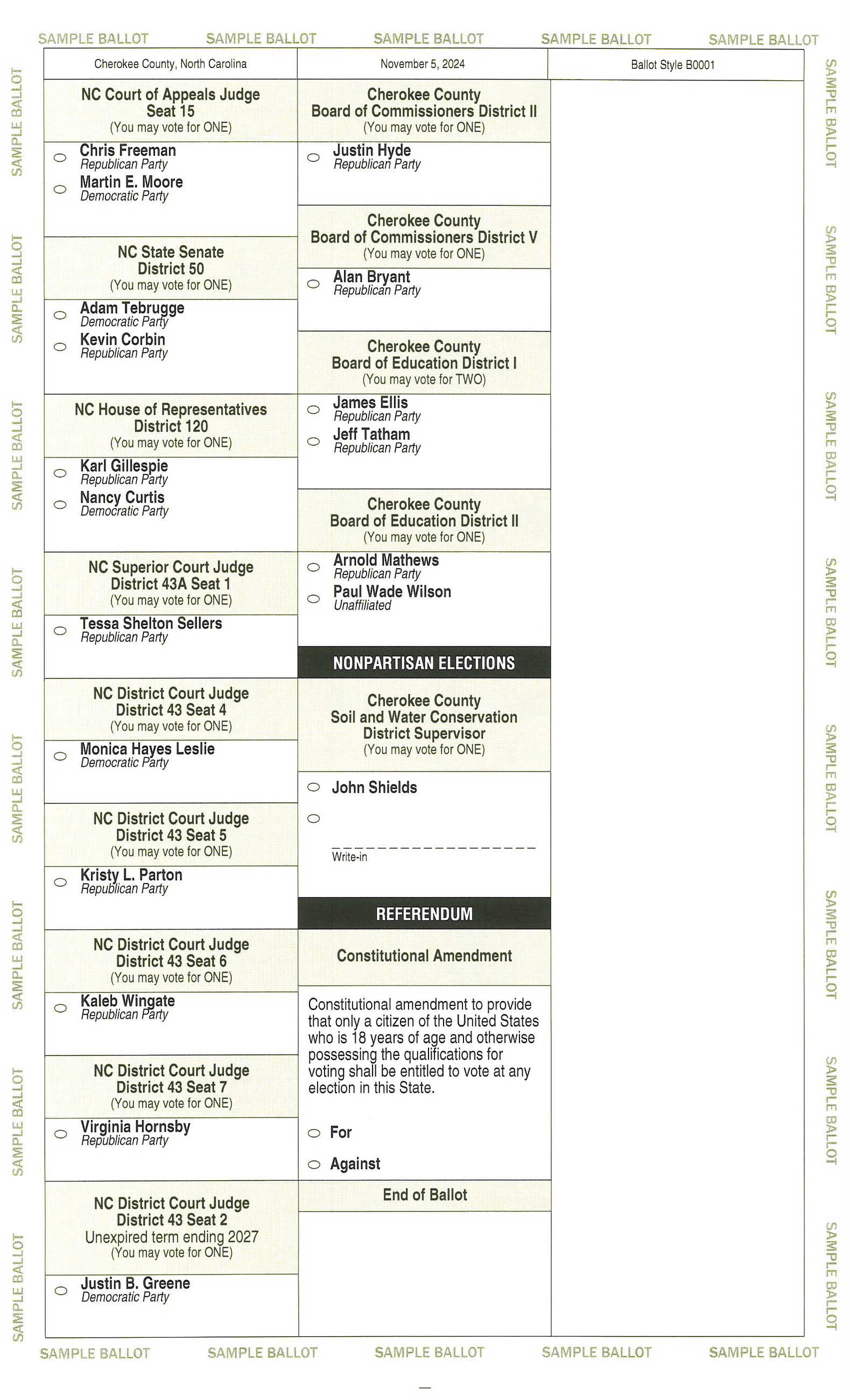 2024 General Sample Ballot Back